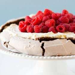 Chocolate Pavlova with Mascarpone and Raspeberries
