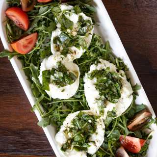 Mozzarella Marinated with Tomatoes & Arugula