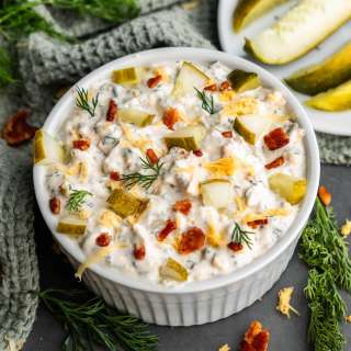 Bacon-Wrapped Dill Pickle Dip