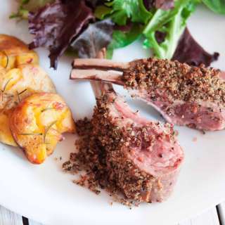 Pepper Crusted Racks of Lamb with Horseradish Creme Fraiche