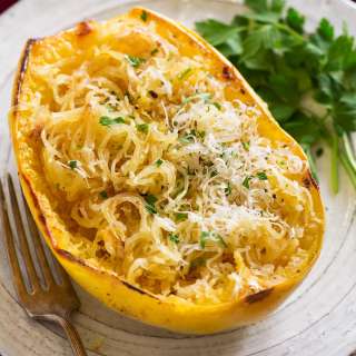 Roasted Spaghetti Squash with Browned Butter and Parmesan