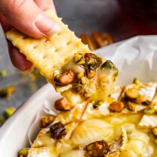 Hot Honey Pistachio Baked Brie