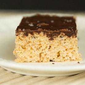 Salted Caramel Rice Krispies Treats with Dark Chocolate
