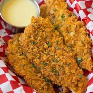 Crispy Baked Chicken Strips {with Creamy Honey Mustard Dipping Sauce}