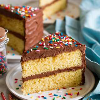 Yellow Cake with Chocolate Buttercream Frosting