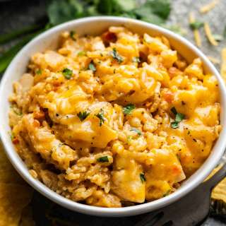 One Pot Queso Chicken and Rice
