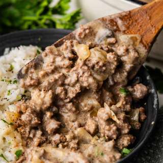 Ground Beef Stroganoff and Rice