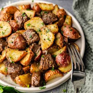 Air Fryer Steak Bites and Potatoes