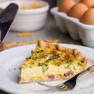 Ham Broccoli and Cheddar Quiche