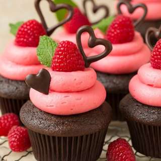 Dark Chocolate Cupcakes with Raspberry Buttercream Frosting