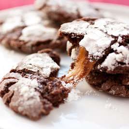 Salted Caramel Stuffed Chocolate Crinkle Cookies