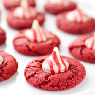 Peppermint Red Velvet Cookies with Peppermint Kisses