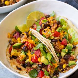 Quinoa, Black Bean and Corn Tacos