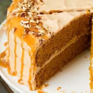 Browned Butter Pumpkin Cake with Salted Caramel Frosting