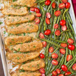 Sheet Pan Garlic-Parmesan Chicken Tenders and Veggies