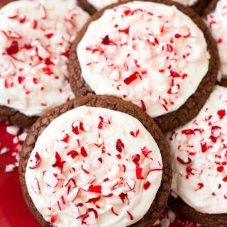 Frosted Peppermint Brownie Cookies