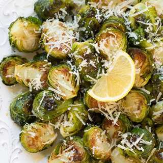 Garlic Lemon and Parmesan Roasted Brussel Sprouts