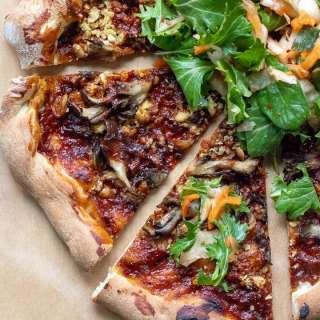 Korean Barbecue Pizza with Tofu and Maitake