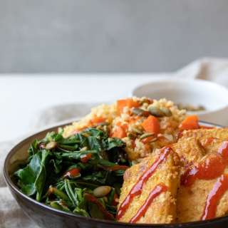 Sweet Mustard Tofu Bowl With Millet and Greens