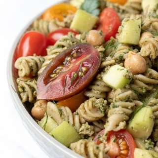 Vegan Pasta Salad With Parsley Dill Pesto