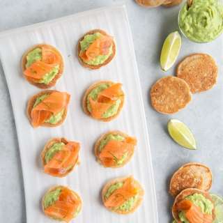 Gluten-free Blini with Avocado Cream and Salmon