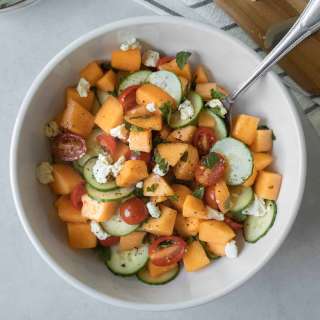 Cantaloupe Salad With Cucumber, Feta, and Mint