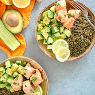 Air Fryer Salmon in Coconut Milk with Lentils (Dairy-free)