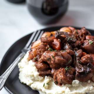 Vegan Seitan Bourguignon With Mashed Cauliflower
