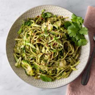 Spicy Zhoug Pasta With Brussels Sprouts