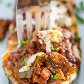 Philly Cheesesteak Stuffed Zucchini Boats