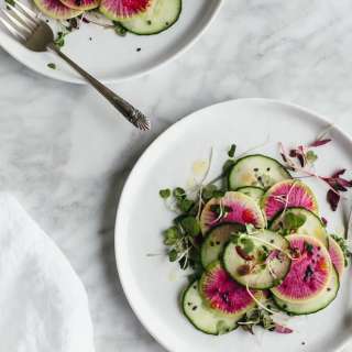 Watermelon Radish and Cucumber Salad