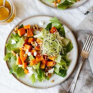 Roasted Butternut Squash, Romain and Goat Cheese Salad