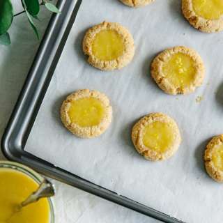 Lemon Curd Thumbprint Cookies (gluten-free, paleo)