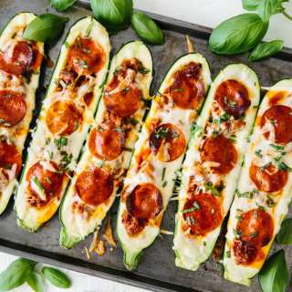 Pizza Stuffed Zucchini Boats