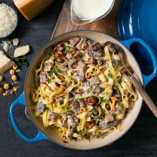 Pasta with Parmigiano Reggiano Sauce and Wild Mushrooms