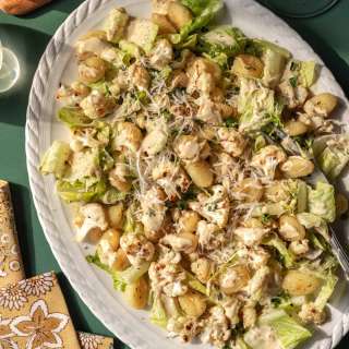 Roasted Gnocchi Salad With Tahini-Caesar Dressing