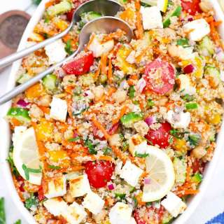 Mediterranean Grilled Feta Quinoa Salad
