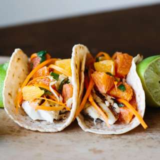 Grilled Fish Tacos with Citrus Carrot Slaw