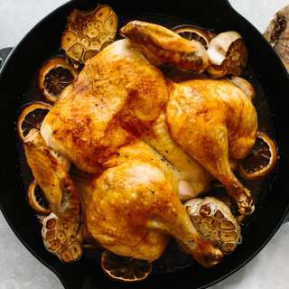 Lemon Garlic Spatchcock Chicken