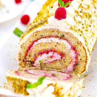 Pistachio Raspberry Swiss Roll