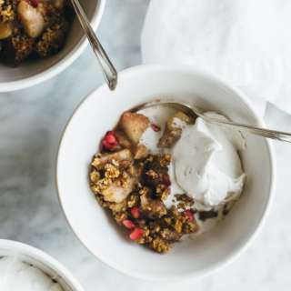 Pear, Pomegranate and Maple Crumble (gluten-free)