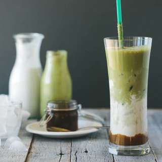 Iced Matcha and Salted Caramel Latte