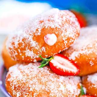 Strawberry Custard Filled Donuts