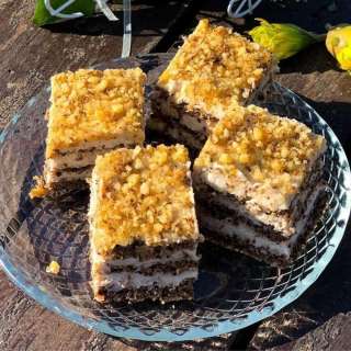 Crunchy Krantz Cake (Walnut Cake with Candied Walnuts)