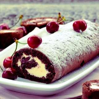 Cherry Mascarpone Swiss Roll