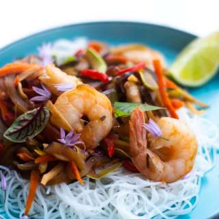 Stir-Fry Shrimp & Veggies with Rice Noodles