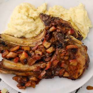 Honey Glazed Pork Chops with Homemade Apple Chutney & Mashed Potatoes