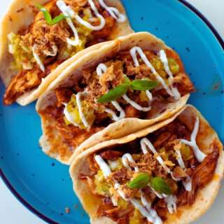 Pulled Chicken Tacos with Tomatillo Salsa