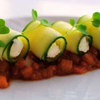 Cucumber Cream Cheese Roll Ups with Salmon Tartare
