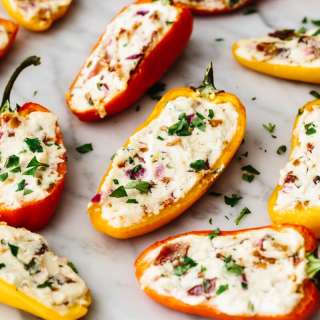 Bacon and Goat Cheese Stuffed Mini Peppers